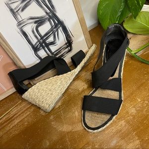 Browns Shoes Black Wedge Espadrilles